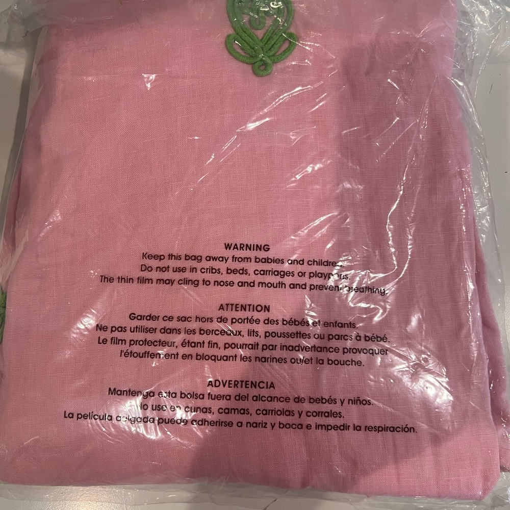 Lilly Pulitzer Pink Maxi Linen Caftan Ariella Green Embroidery - Picture 10 of 17